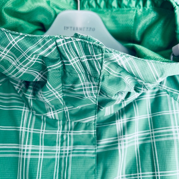 Columbia Plaid  Waterproof Rain Hoodie Jacket Med Light Green White Size L - Picture 4 of 16